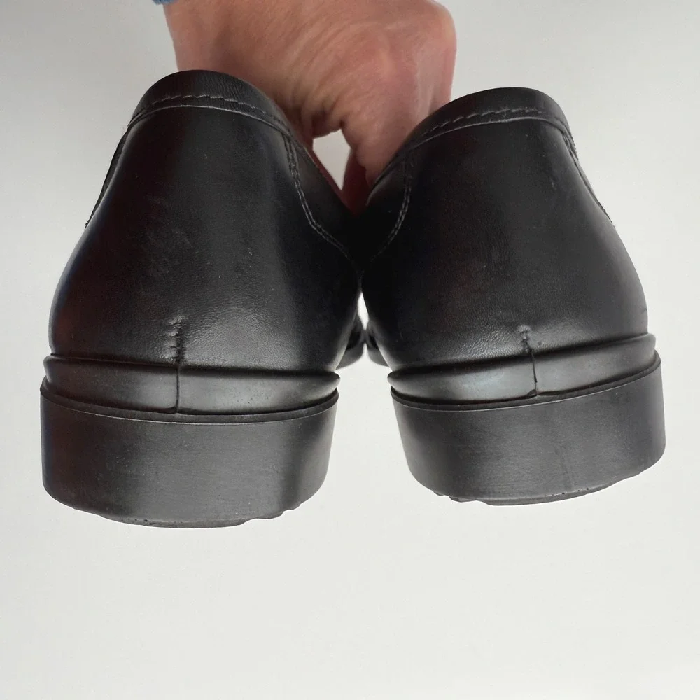 Ecco Dress EUC Classic 15 Penny Loafer Black Limestone Brown Shoes EU 41‎ US 10